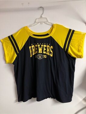 Milwaukee Brewers MLB Men’s, 5x, Dk Navy Blue/Yellow, Pullover